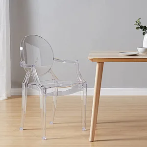 Furniture Modern Acrylic Stacking Arm Chair in Clear for hotel