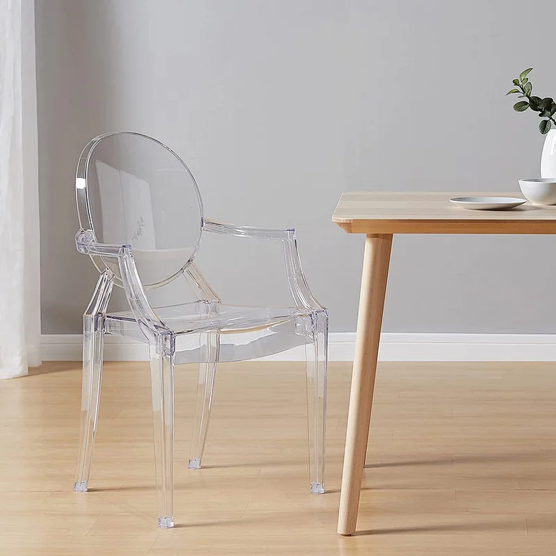 Furniture Modern Acrylic Stacking Arm Chair in Clear for hotel