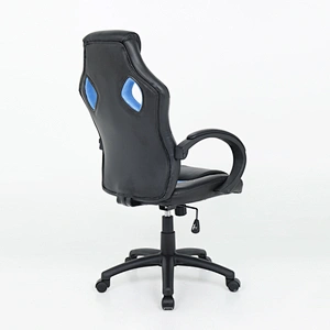 Cheap PVC Fabric Grey With Black Fixed Armrest Butterfly Mechanism 135 Degree racing gaming chair