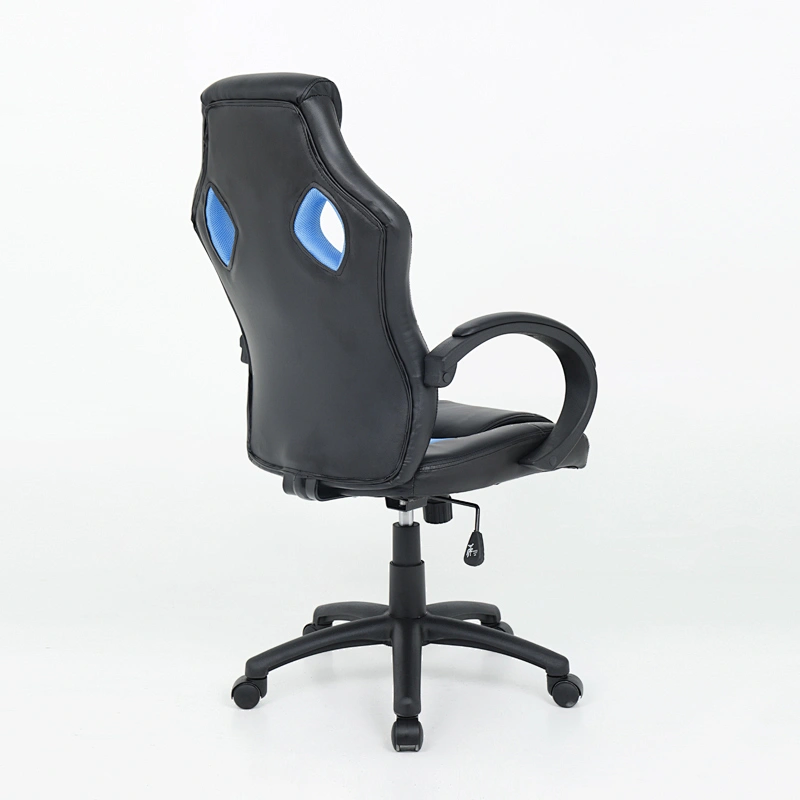Cheap PVC Fabric Grey With Black Fixed Armrest Butterfly Mechanism 135 Degree racing gaming chair