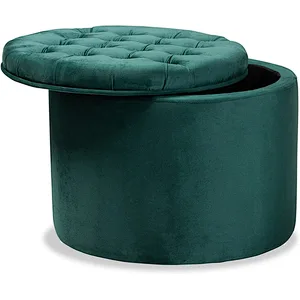 Living Room Stool Pink Velvet round modern foot ottoman stool