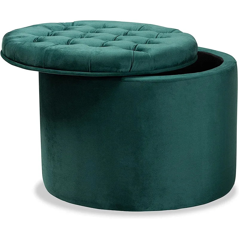 Living Room Stool Pink Velvet round modern foot ottoman stool