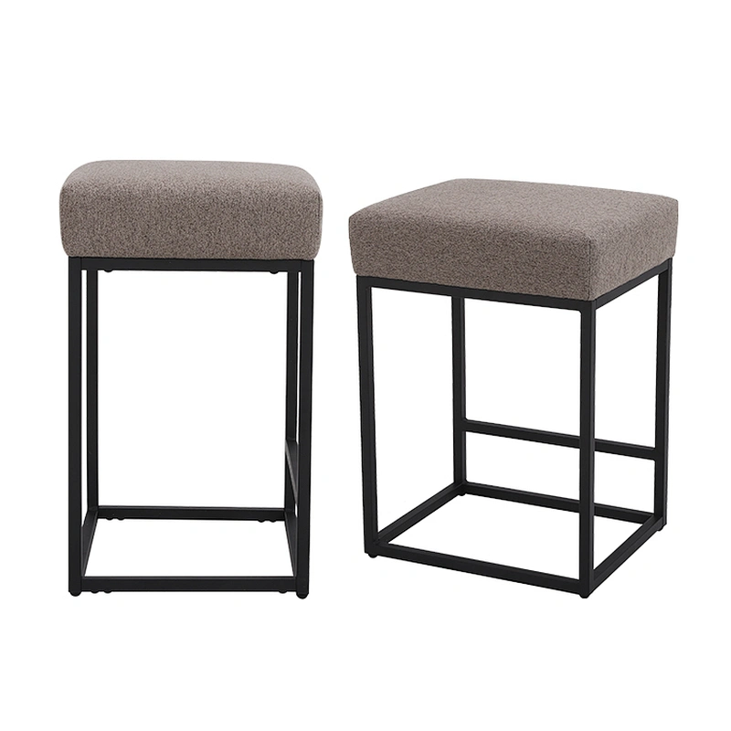 Kitchen Counter Modern Gold Barstools Upholstered Square Stools Backless Farmhouse Island Chairs