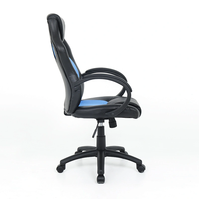 Cheap PVC Fabric Grey With Black Fixed Armrest Butterfly Mechanism 135 Degree racing gaming chair
