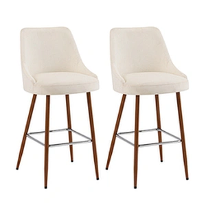 Hot Sale Modern Nordic Bar Stool Grey Fabric Backrest Metal Frame Kitchen Bar Stool