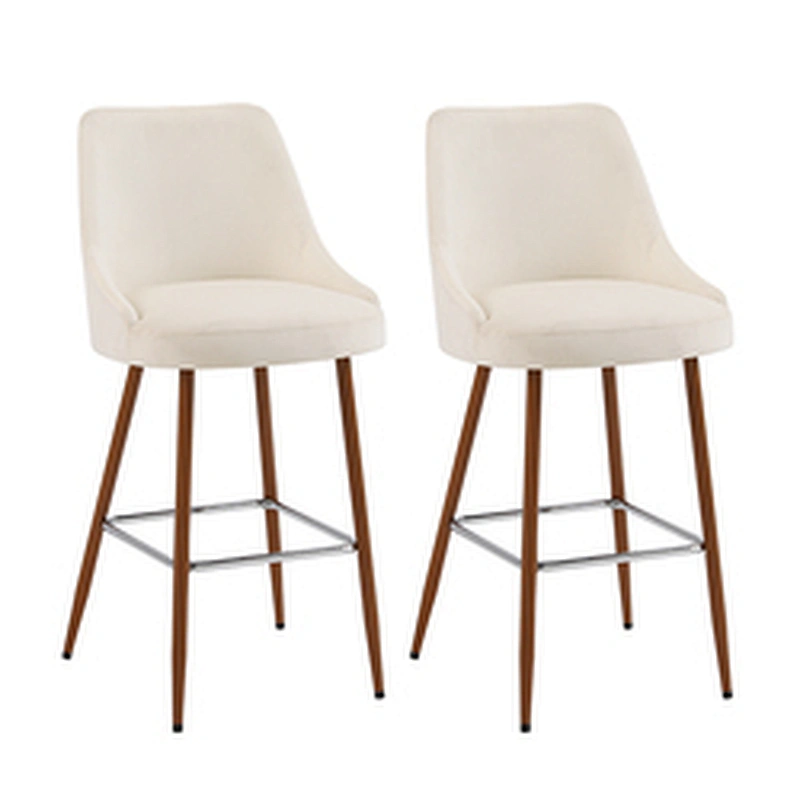 Hot Sale Modern Nordic Bar Stool Grey Fabric Backrest Metal Frame Kitchen Bar Stool