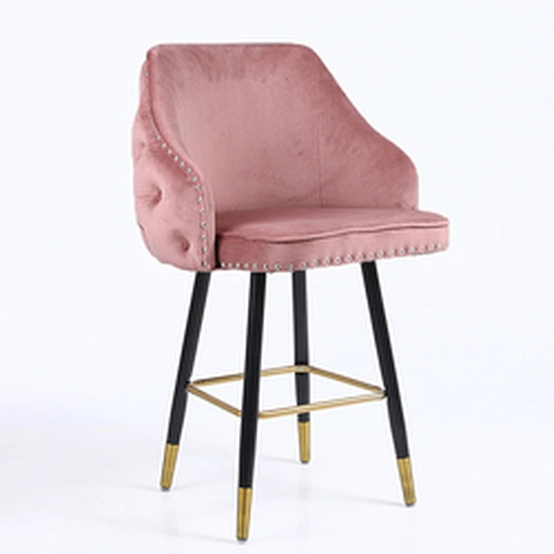 Wholesale hotel metal modern chairs counter height bar stools chair with velvet for sale good quality bar chair
