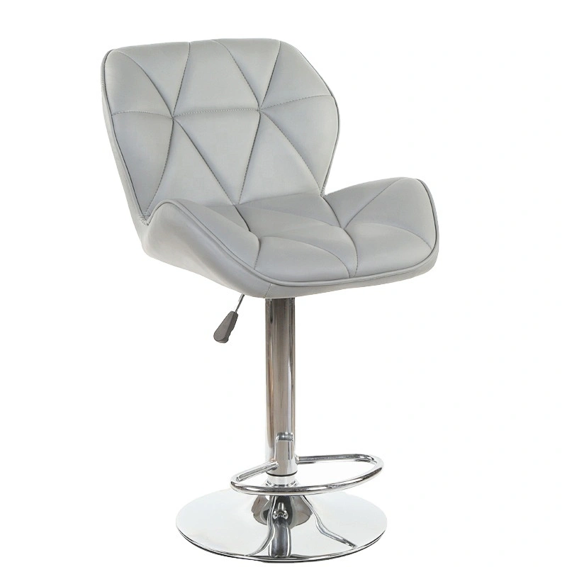 PU Leather Modern Adjustable Swivel Metal High Bar Stool with Back