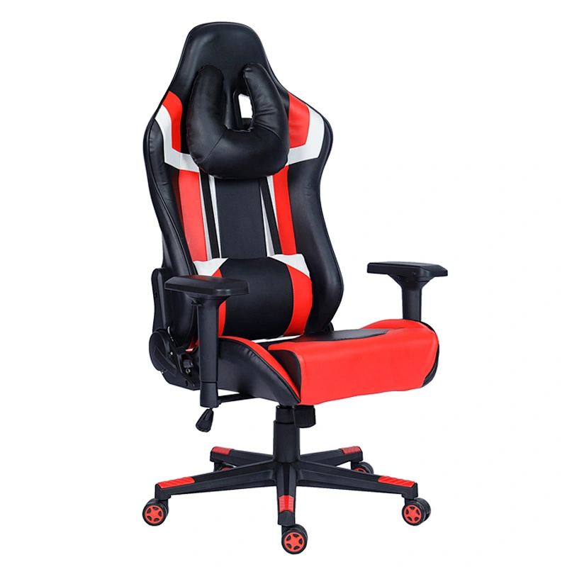 Modern Blue With White PVC 2D Armrest Design Best Sell Luxury U Shape Headrest custom Gaming Chair With Footrest