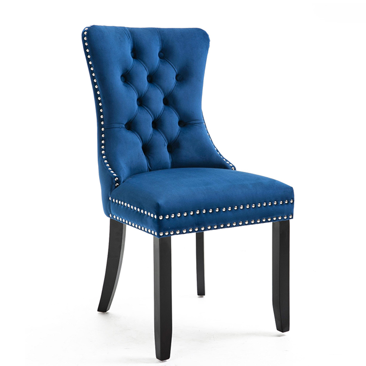 Wholesale upholstery modern style blue tufted  velvet fabric modern dining chairs
