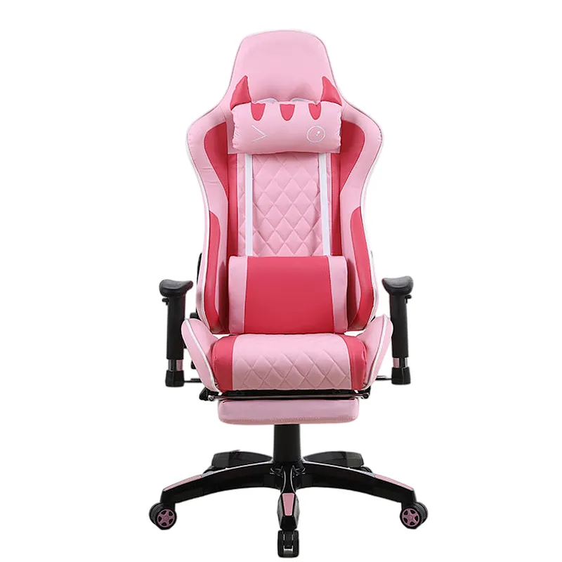 Leather custom logo adult big pink lady ergonomic gaming chair