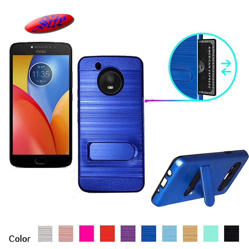 Metal Brushed Dual Layers 2-Piece Style Hybrid Shockproof Back Cover for Moto E4 Plus XT1773 Case