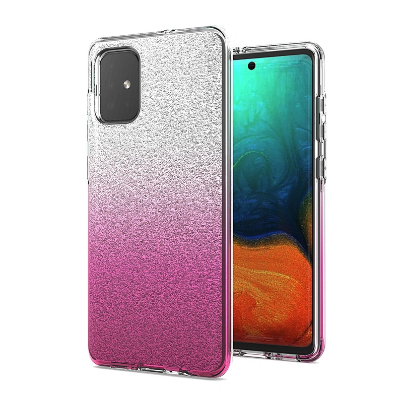 Luxury shining transparent tpu glitter phone case covers for Samsung A71 A81 A91
