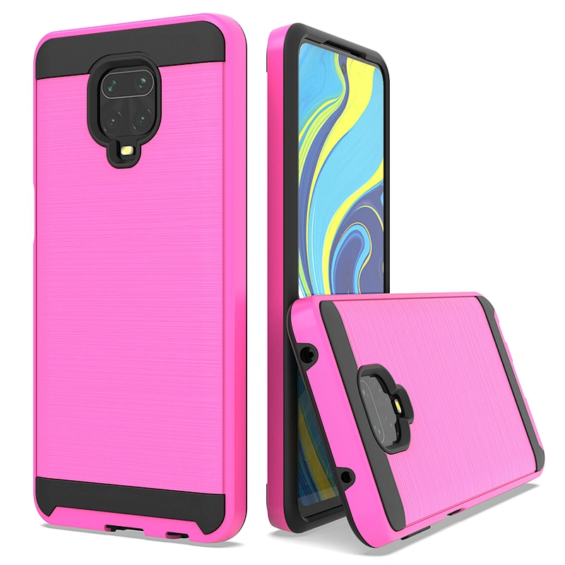 High Quality 2 in 1 Combo Brushed Metal No slip cell phone case For mi Redmi Note 8 Pro Note 9S