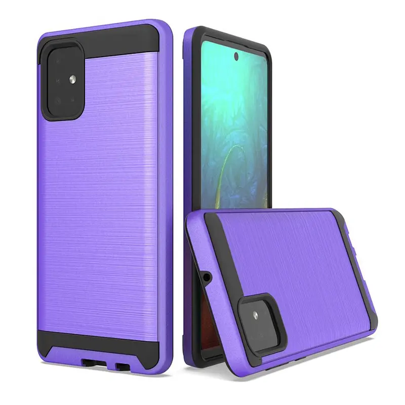 Brushed Metal Carbon Fiber Anti-shock Custom Cover Cell Phone Case for Samsung A71