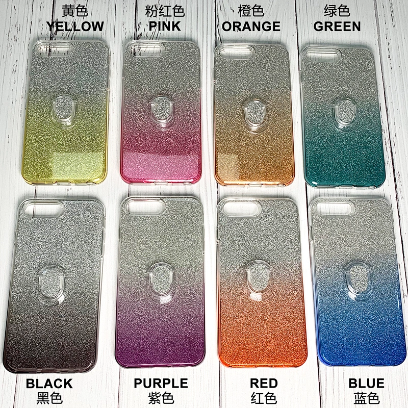 Shockproof glitter ring gradient pc clear tpu phone case cover for Motorola G Stylus