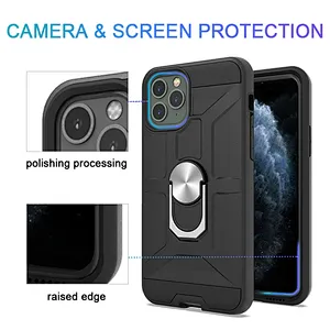 Mobile Back Cover Shell Ring Holder PC TPU Phone Case For iPhone 6 7 8 Plus X XS XR 11 Pro Max