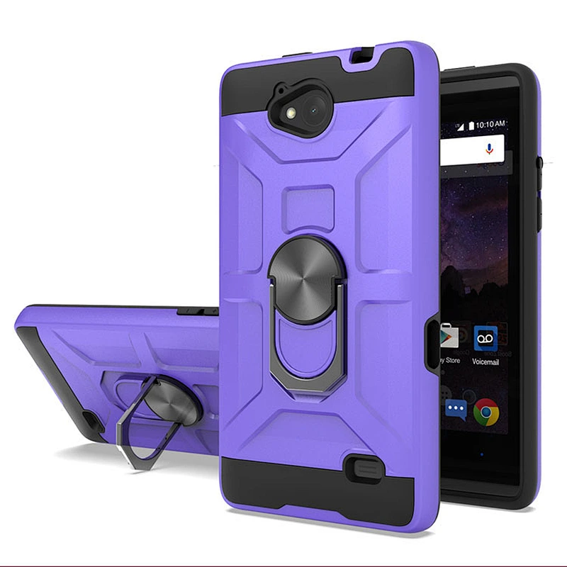 Hot product tpu pc double layer phone cases shockproof back shell with ring holder for ZTE N9131 Tempo