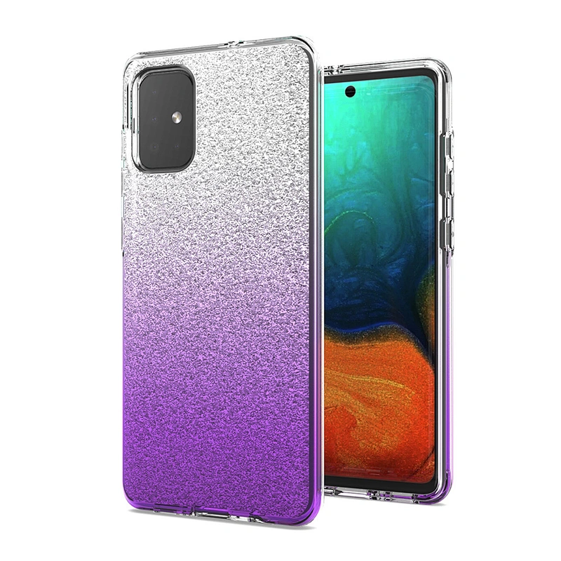Luxury shining transparent tpu glitter phone case covers for Samsung A71 A81 A91