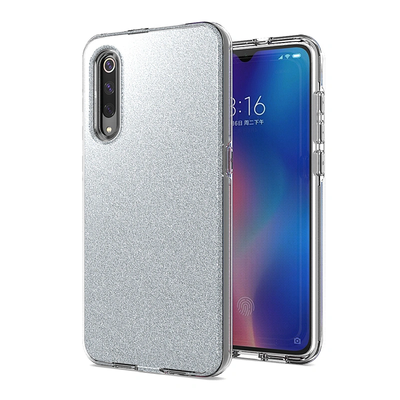 Women TPU PC gitter Bling Out Clear Flash Paper Phone Covers For Mi Redmi Note 8 Pro 9S