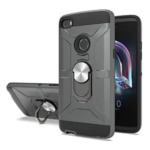 New model double layer phone case for Alcatel shockproof cell phone cover with ring holder for Alcatel Idol 5