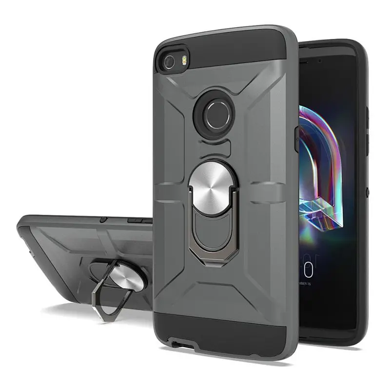 New model double layer phone case for Alcatel shockproof cell phone cover with ring holder for Alcatel Idol 5