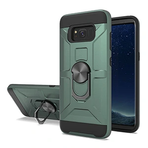 Hot selling tpu pc mobile phone case high quality back housing with stand ring holder for Samsung S8 Plus
