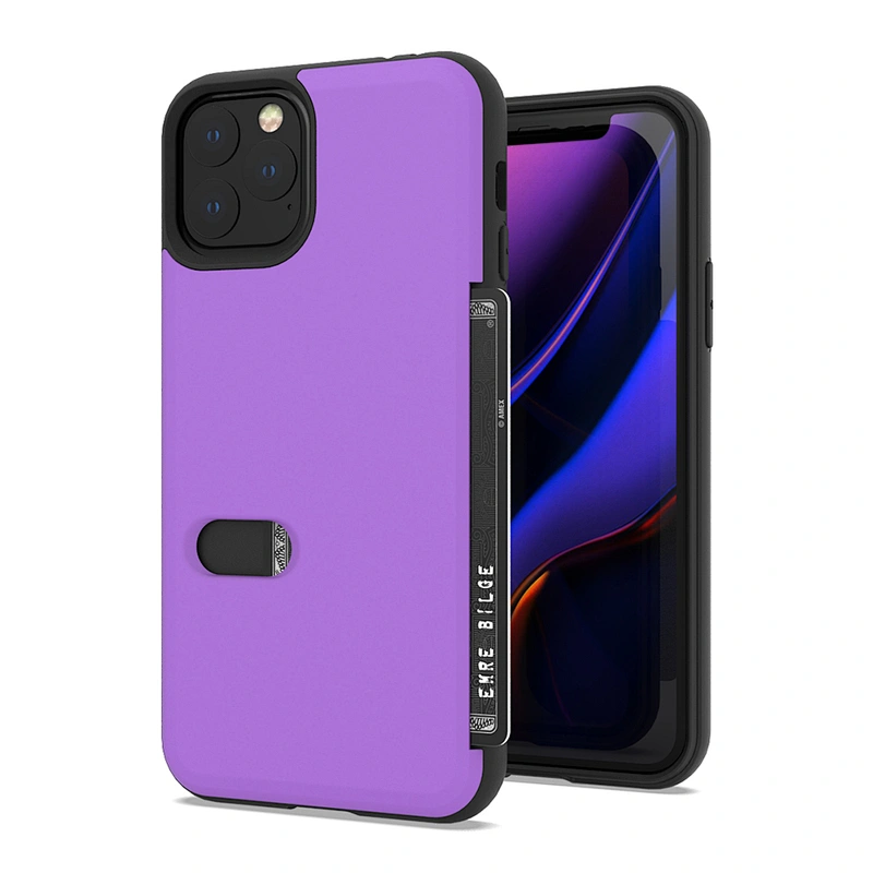 new arrival 2 in 1 tpu pc card slot case for IPhone 11 11 pro solid color case