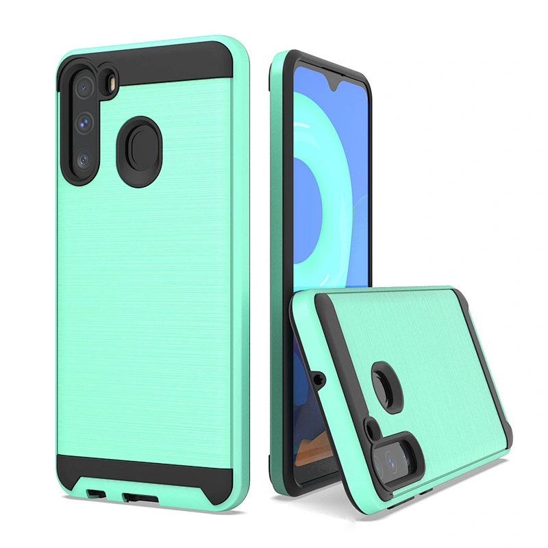 New model launching dual layer shockproof phone cases brushed printing mobile back cover for Samsung A21