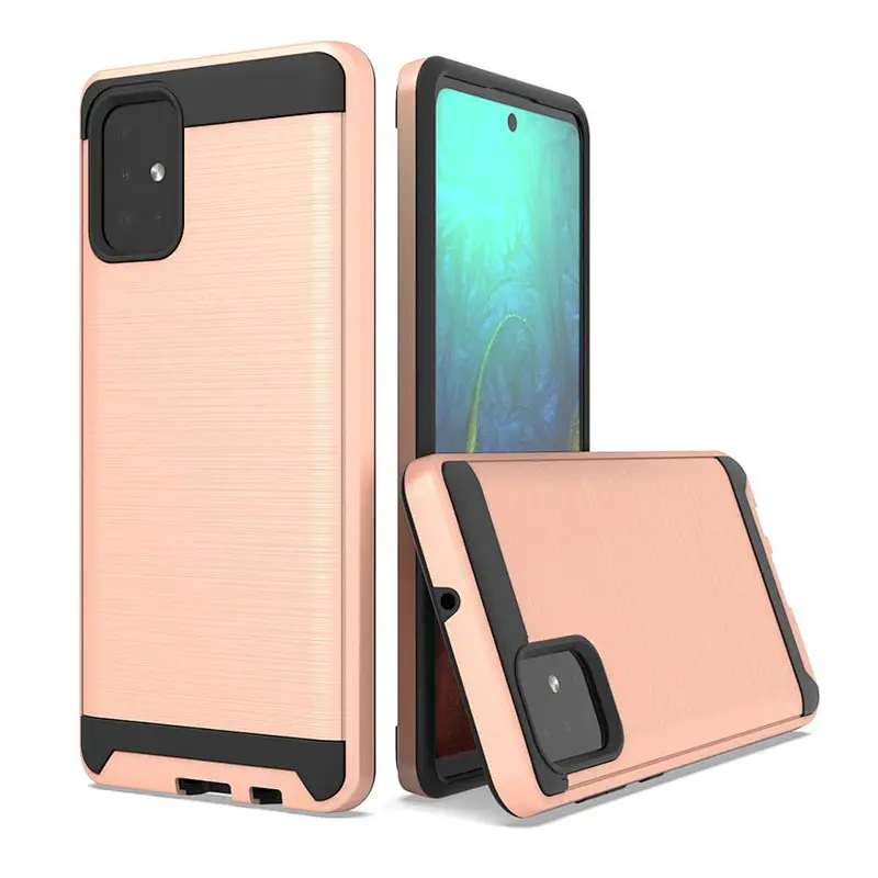Brushed Metal Carbon Fiber Anti-shock Custom Cover Cell Phone Case for Samsung A71