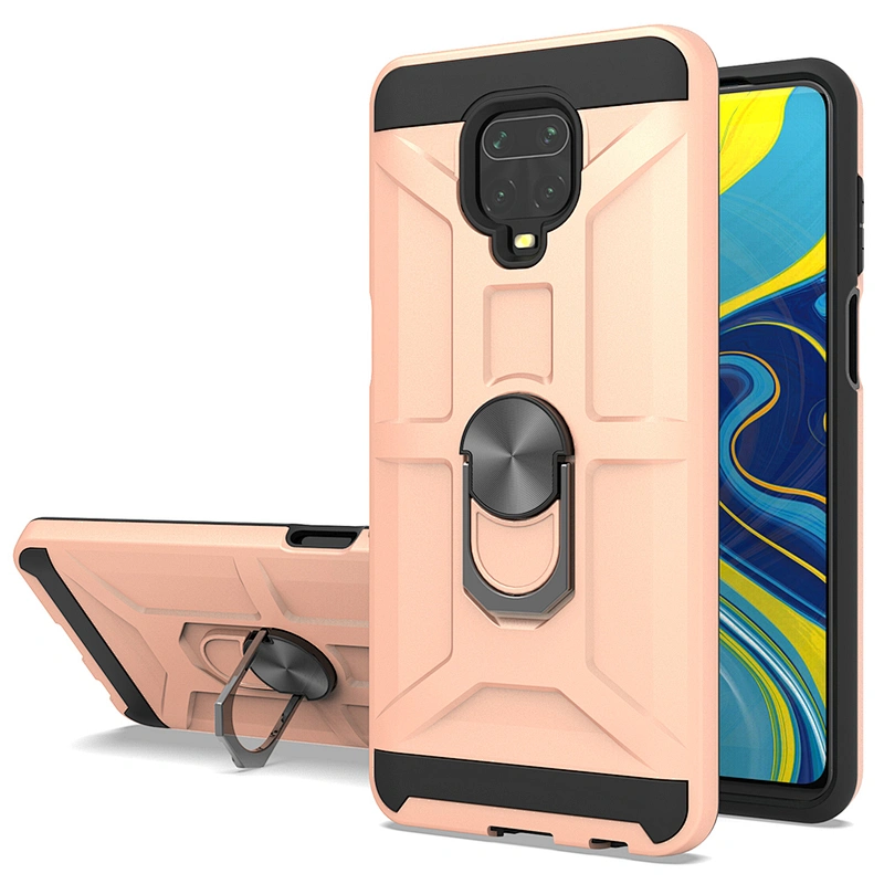 Digital shockproof midnight green mobile phone case with metal ring for Xiaomi Redmi Note 9