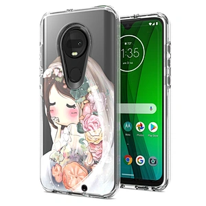 High Quality transparent tpu pc mobile phone back cover with customized printing for Motorola G7