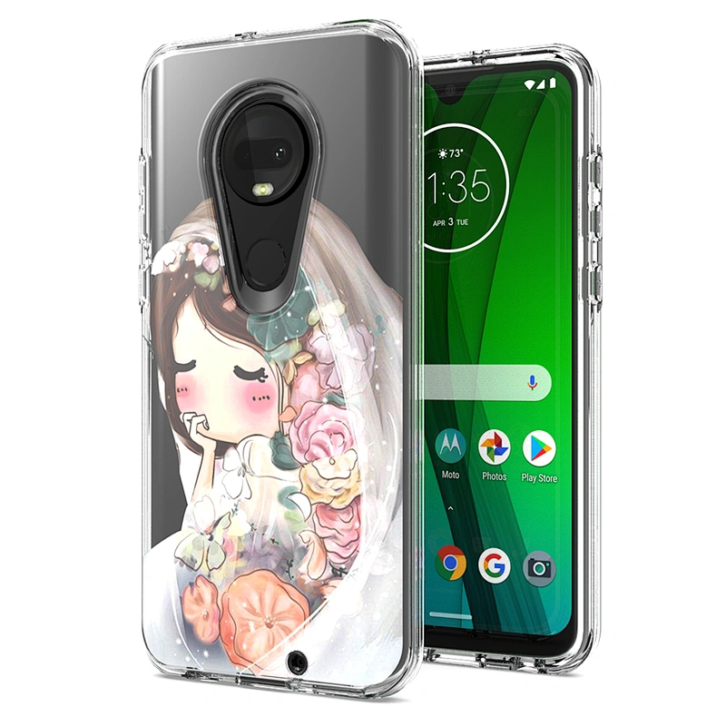 High Quality transparent tpu pc mobile phone back cover with customized printing for Motorola G7