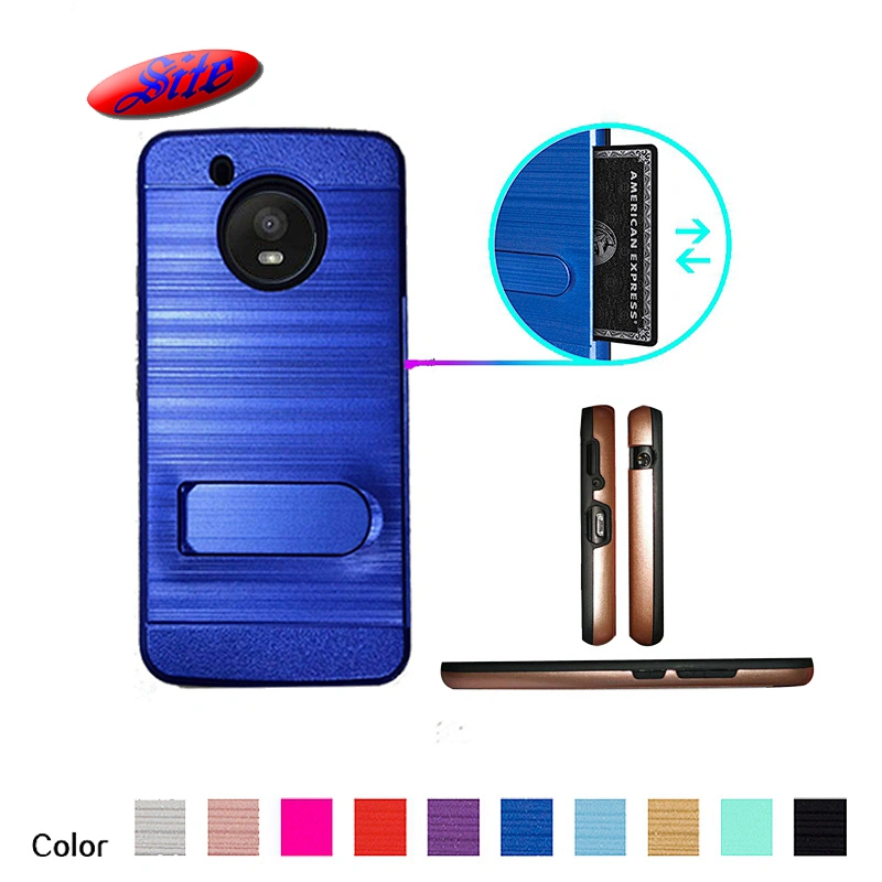 Heavy rugged stand back cover for moto e5 play dual layer phone case