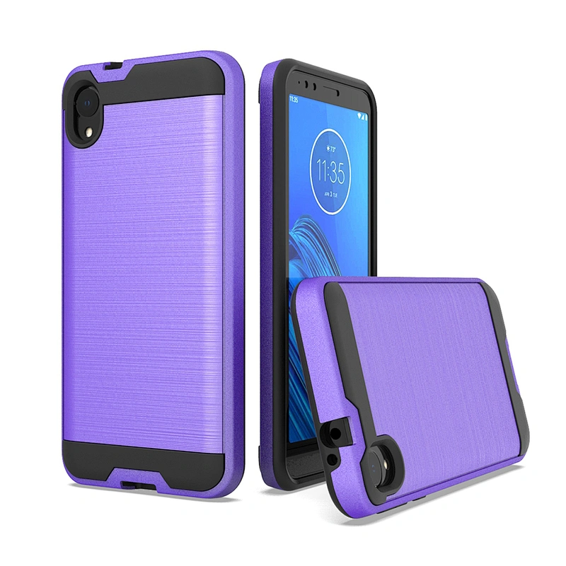 Brushed metal case for Motorola E6 shockproof pc tpu combo phone case