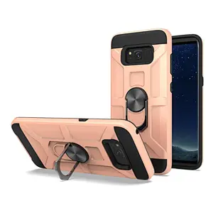 HOT SALE! Mobile phone case tpu pc double layer fashionable back shell with ring holder for Samsung S8