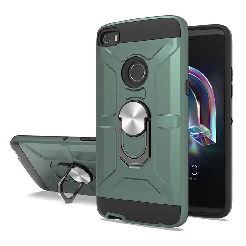 New model double layer phone case for Alcatel shockproof cell phone cover with ring holder for Alcatel Idol 5