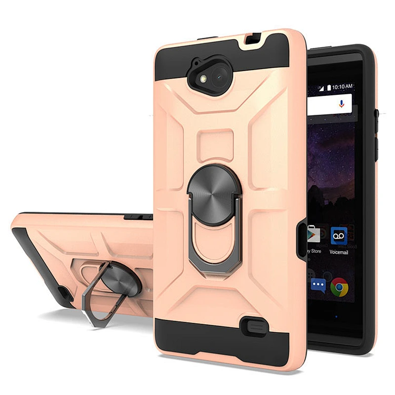 Hot product tpu pc double layer phone cases shockproof back shell with ring holder for ZTE N9131 Tempo