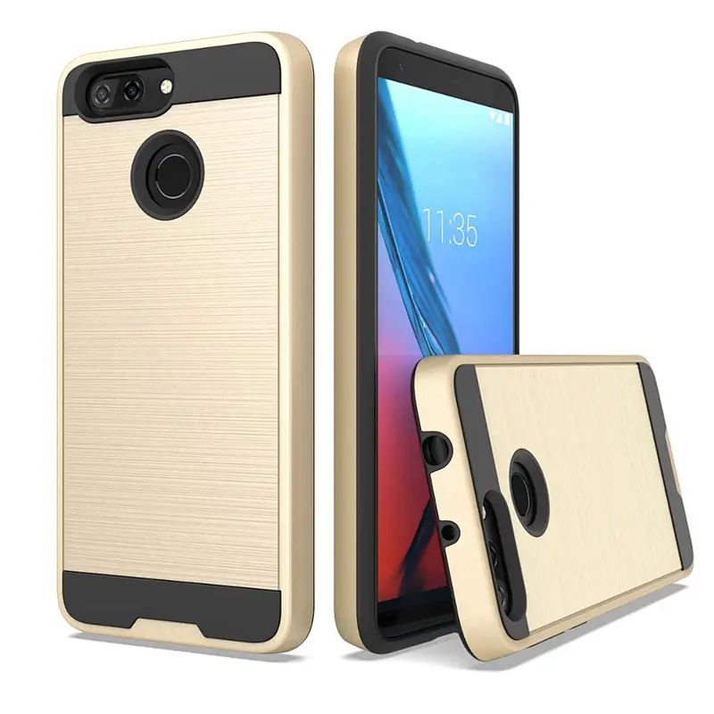 Factory directly price tpu pc brushed metal cell phone case for ZTE blade v9