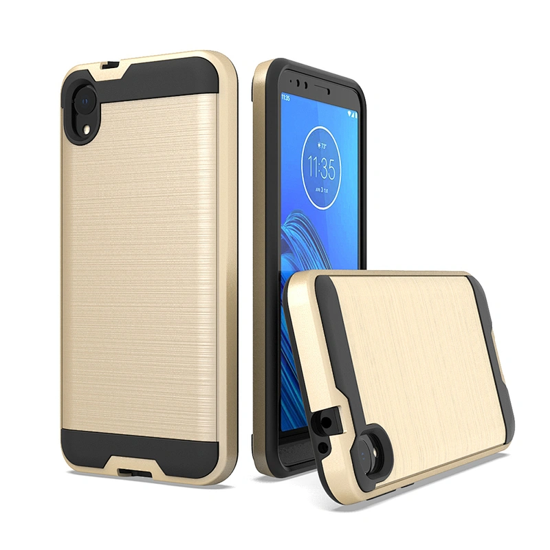 High quality anti-scratch PC TPU rugged case for Motorola E6 bushed metal case