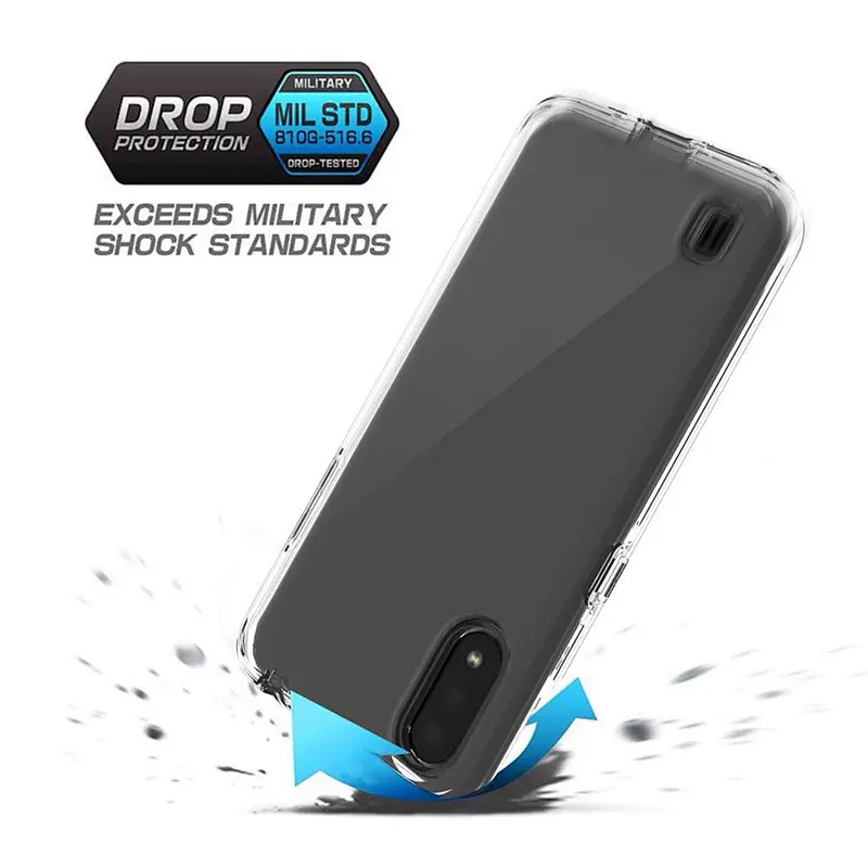 Wholesale PC TPU hybrid shockproof clear transparent phone case for Samsung A11 A01