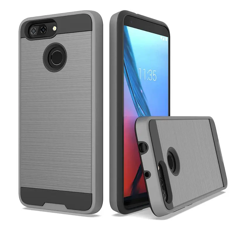 Factory directly price tpu pc brushed metal cell phone case for ZTE blade v9