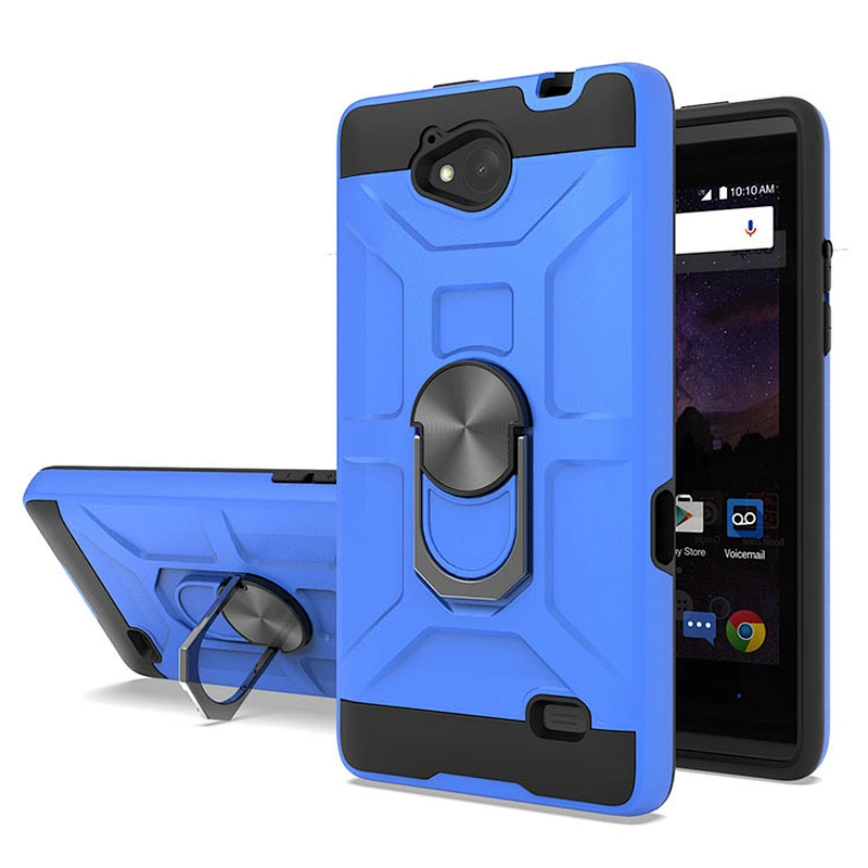 Hot product tpu pc double layer phone cases shockproof back shell with ring holder for ZTE N9131 Tempo