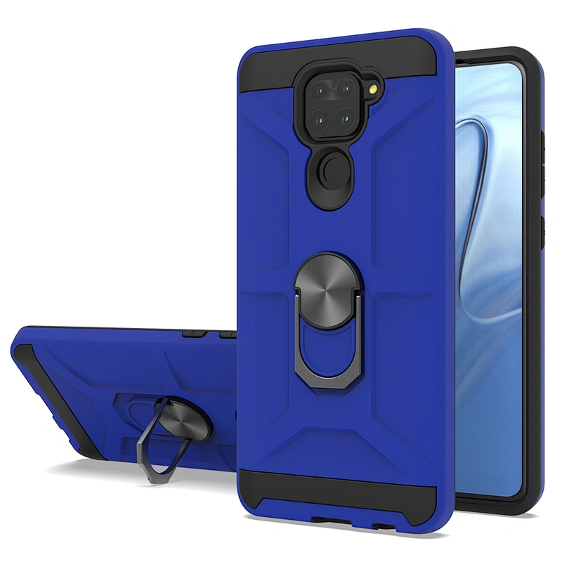 Gold color matte finish metal ring kickstand cell phone case defender for Xiaomi Redmi Note 9