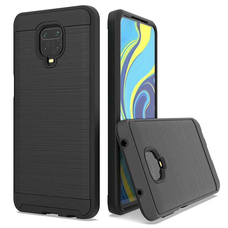 Fashion 2 in 1 Brushed Metal soft tpu mobile phone cover For mi Redmi Note 8 Pro Note 9S