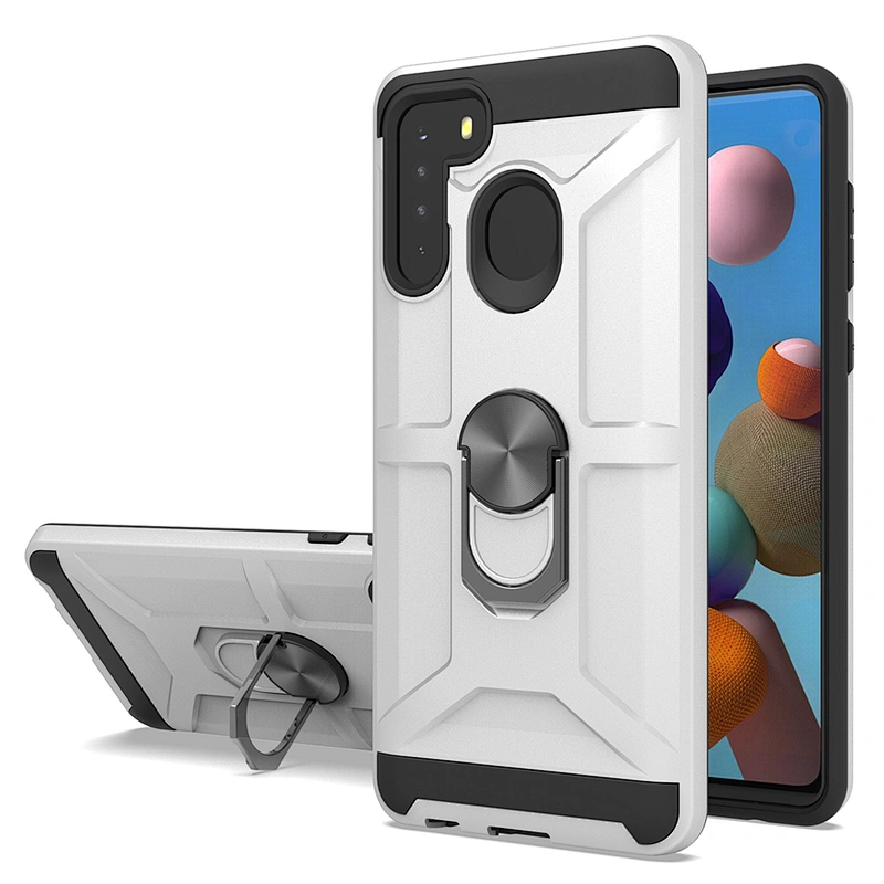 Metal ring kickstand holder shockproof PC TPU phone case for Samsung galaxy A21 case