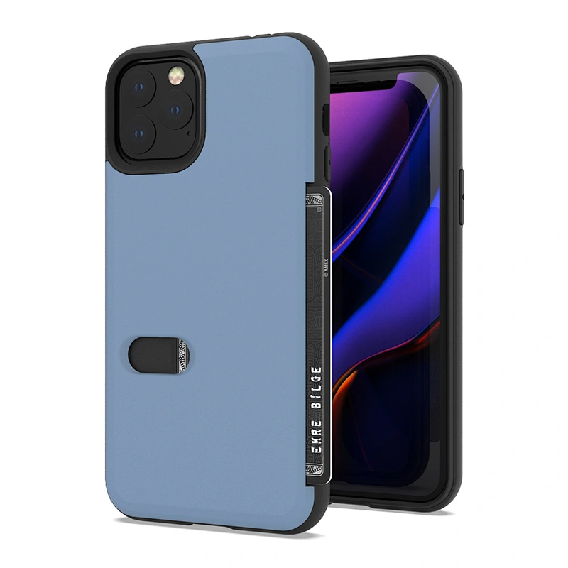 new arrival 2 in 1 tpu pc card slot case for IPhone 11 11 pro solid color case