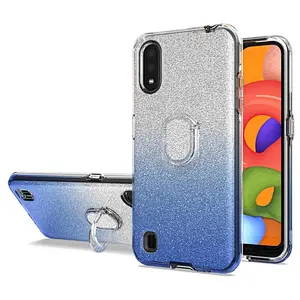 Glitter Design High Clear Phone Accessories Cover with Ring Holder for Samsung A01 A11 A21 A51 A71