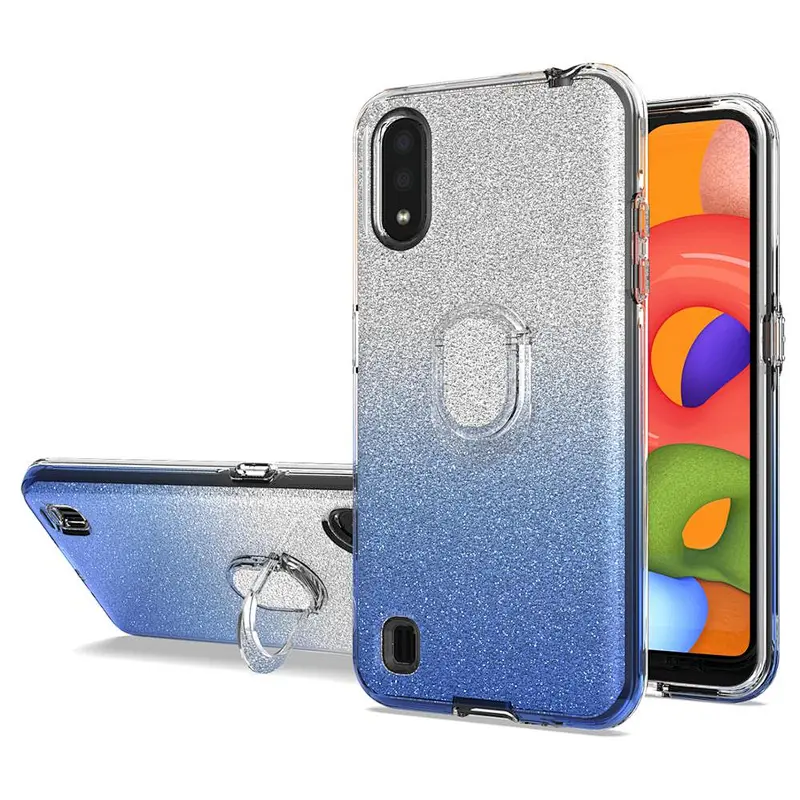 Glitter Design High Clear Phone Accessories Cover with Ring Holder for Samsung A01 A11 A21 A51 A71