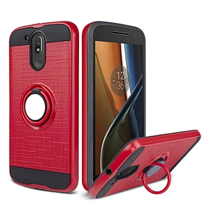 for MOTO g4/g4 plus case Top Selling Carbon Fiber TPU+PC Cell Phone Cover Case with ring holder